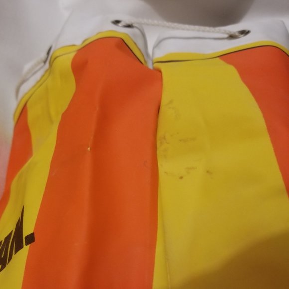 vtg orange & yellow striped vinyl bag w girl & dog - Picture 14 of 14